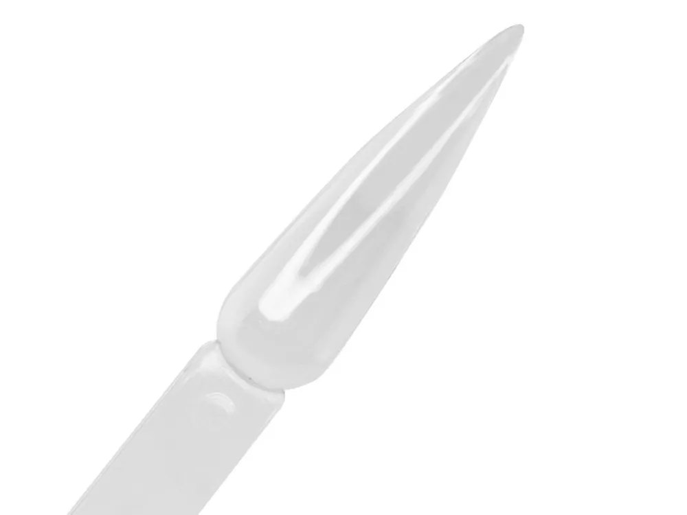 Vzorník na UV gel/ gel lak/ lak, CLEAR - tvar stiletto, 2 vějíře