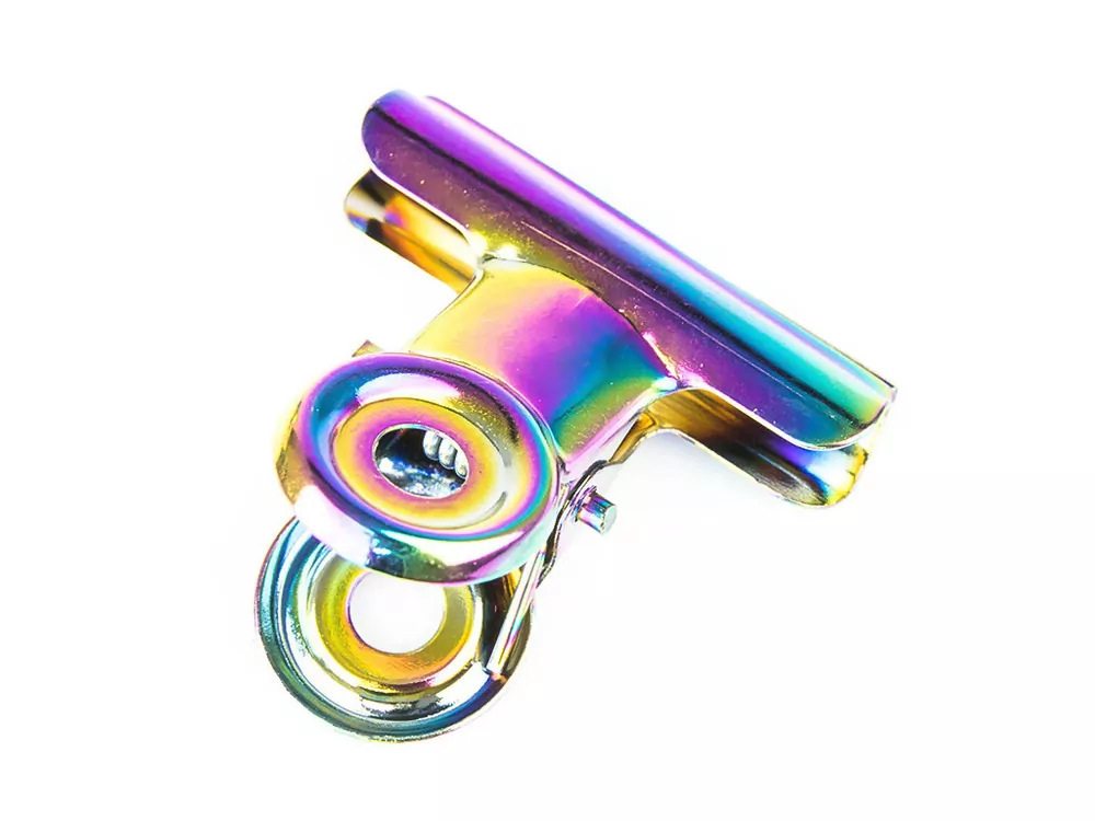 Pinčovací klip kovový, duhový