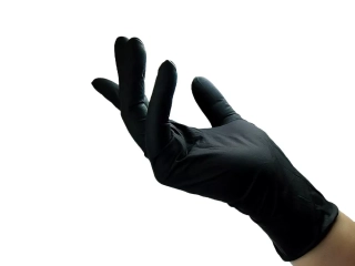 Nitrilové rukavice bez latexu, černé (L) - 5 párů