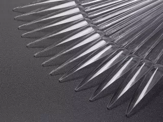 Vzorník na UV gel/ gel lak/ lak, CLEAR - tvar stiletto, 2 vějíře